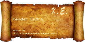 Kender Endre névjegykártya